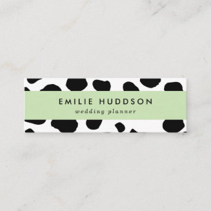 Cow Print, Cow Pattern, Cow Spots, Black And White Mini Business Card