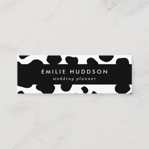 Cow Print Cow Pattern Cow Spots Black And White Mini Business Card