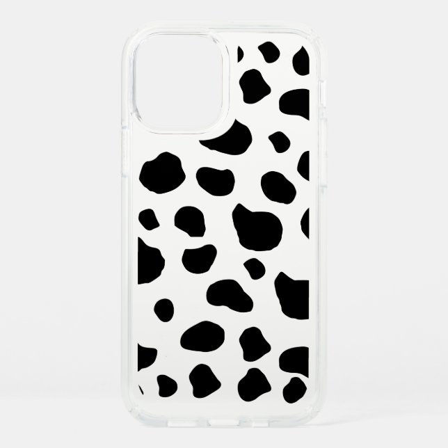 Cow Print, Cow Pattern, Cow Spots, Black And White Speck iPhone 12 Case (Front)