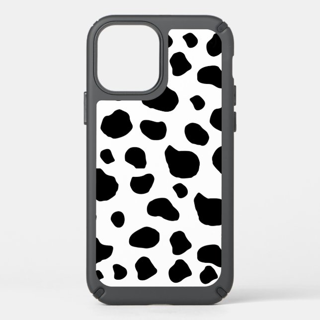 Cow Print, Cow Pattern, Cow Spots, Black And White Speck iPhone 12 Case (Front)