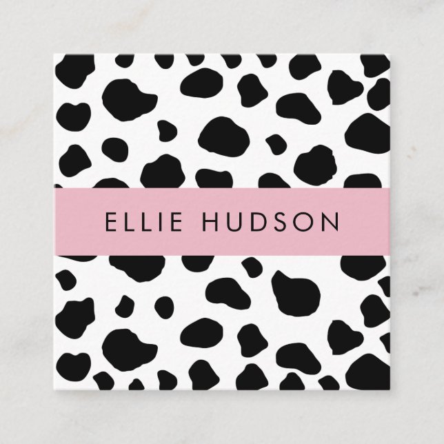 Cow Print, Cow Pattern, Cow Spots, Black And White Square Business Card (Front)