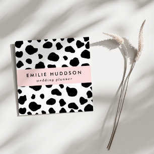 Cow Print, Cow Pattern, Cow Spots, Black And White Square Business Card