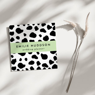 Cow Print, Cow Pattern, Cow Spots, Black And White Square Business Card