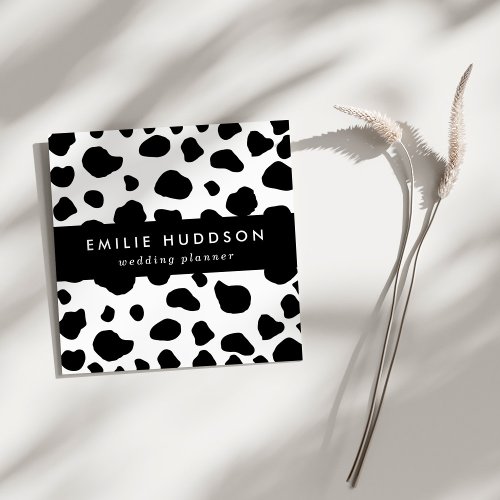 Cow Print Cow Pattern Cow Spots Black And White Square Business Card