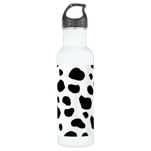 Cow Print, Cow Pattern, Cow Spots, Black And White Stainless Steel Water Bottle