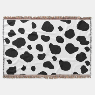 Cow Print, Cow Pattern, Cow Spots, Black And White Throw Blanket