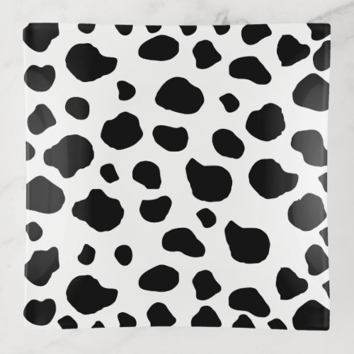 Cow Print Cow Pattern Cow Spots Black And White Trinket Tray