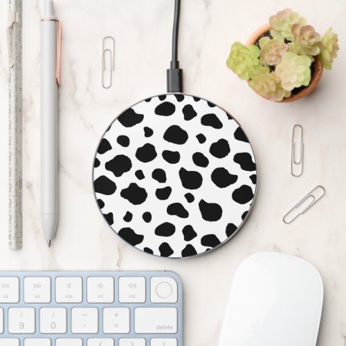 Cow Print Cow Pattern Cow Spots Black And White Wireless Charger