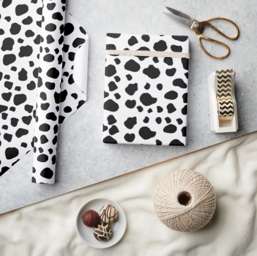 Cow Print Cow Pattern Cow Spots Black And White Wrapping Paper