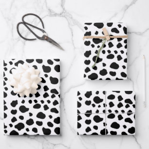 Cow Print, Cow Pattern, Cow Spots, Black And White Wrapping Paper Sheets