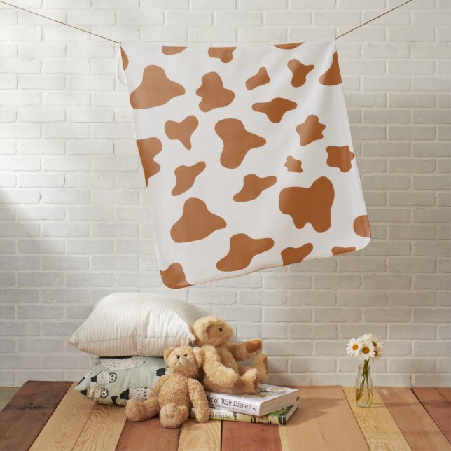 Cow Print, Cow Pattern, Cow Spots, Brown Cow Stroller Blanket (In Situ)