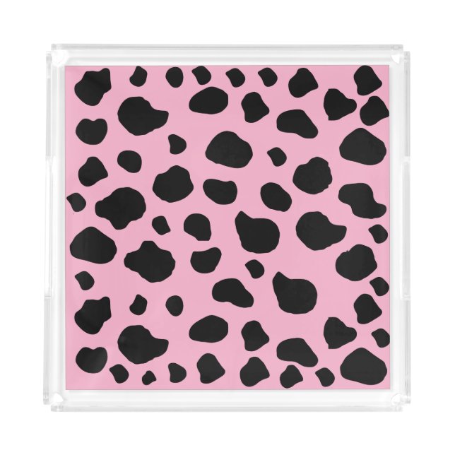 Cow Print, Cow Pattern, Cow Spots, Pink Cow Acrylic Tray (Front)