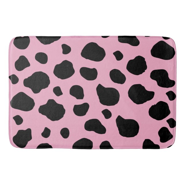 Cow Print, Cow Pattern, Cow Spots, Pink Cow Bath Mat (Front)