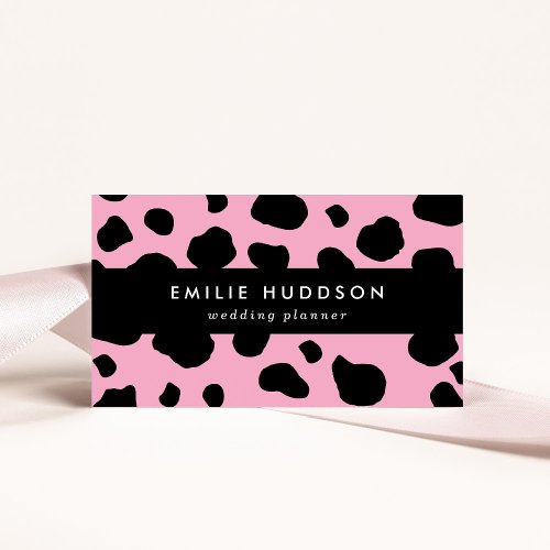 Cow Print Cow Pattern Cow Spots Pink Cow Business Card