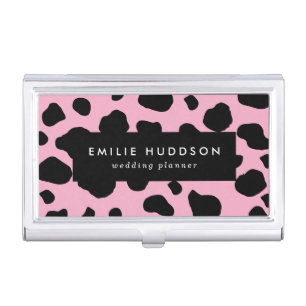 Cow Print, Cow Pattern, Cow Spots, Pink Cow Business Card Case