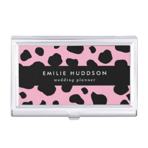 Cow Print, Cow Pattern, Cow Spots, Pink Cow Business Card Case
