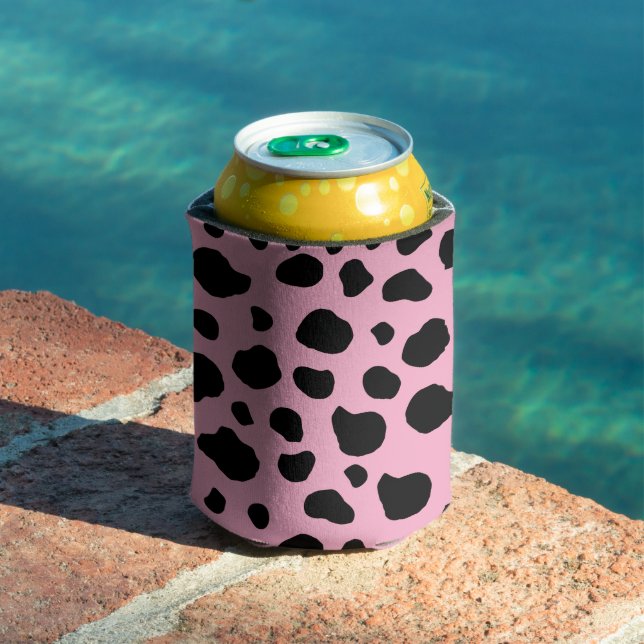 Cow Print, Cow Pattern, Cow Spots, Pink Cow Can Cooler (In Situ Pool)