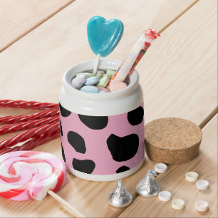 Cow Print, Cow Pattern, Cow Spots, Pink Cow Candy Jar