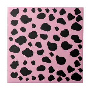 Cow Print, Cow Pattern, Cow Spots, Pink Cow Ceramic Tile