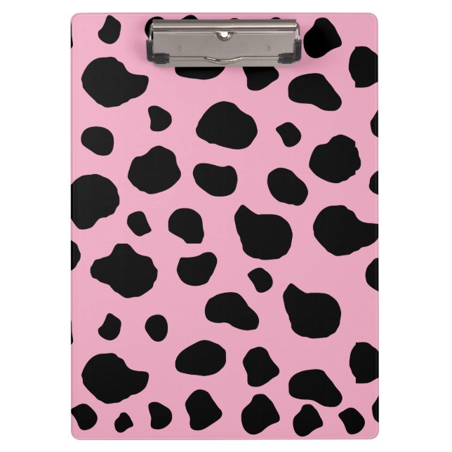 Cow Print, Cow Pattern, Cow Spots, Pink Cow Clipboard (Front)