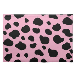 Cow Print, Cow Pattern, Cow Spots, Pink Cow Cloth Placemat