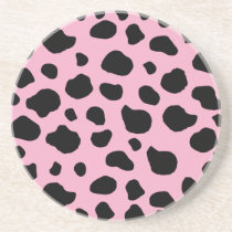 Cow Print, Cow Pattern, Cow Spots, Pink Cow Coaster