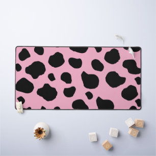 Cow Print, Cow Pattern, Cow Spots, Pink Cow Desk Mat