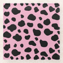 Cow Print, Cow Pattern, Cow Spots, Pink Cow Glass Coaster