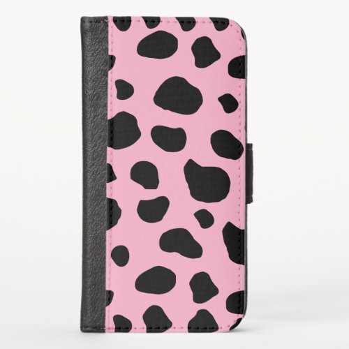 Cow Print Cow Pattern Cow Spots Pink Cow iPhone X Wallet Case