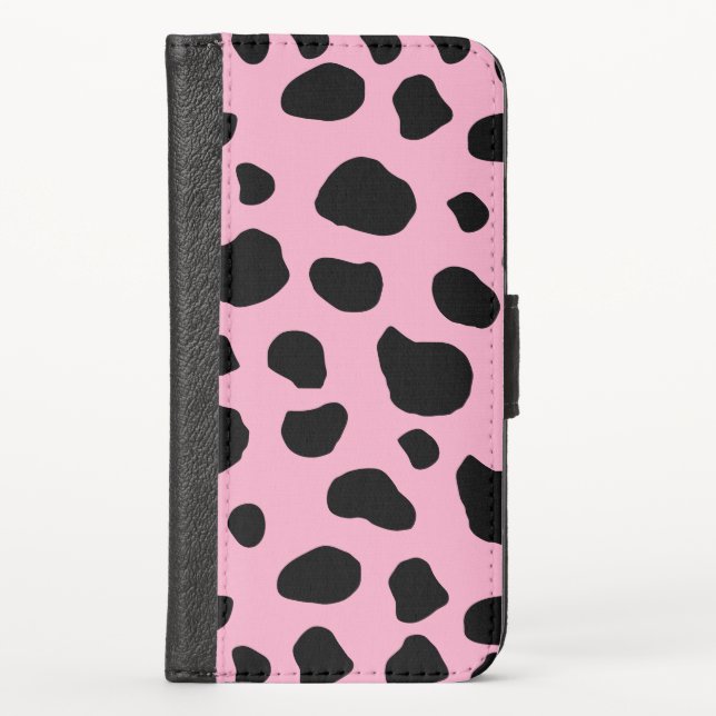 Cow Print, Cow Pattern, Cow Spots, Pink Cow iPhone Wallet Case (Front)