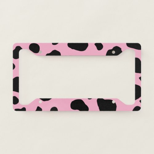 Cow Print Cow Pattern Cow Spots Pink Cow License Plate Frame