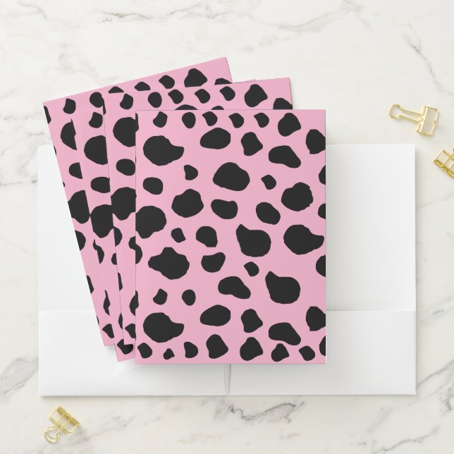 Cow Print, Cow Pattern, Cow Spots, Pink Cow Pocket Folder (In Situ)