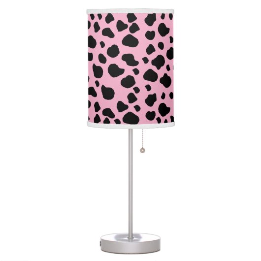 Cow Print, Cow Pattern, Cow Spots, Pink Cow Table Lamp (Left)