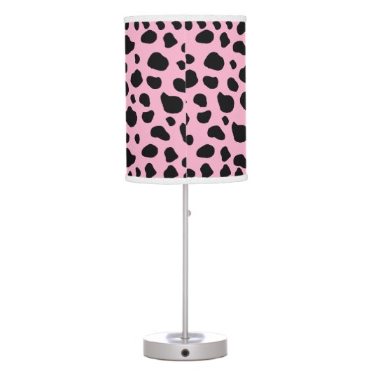 Cow Print, Cow Pattern, Cow Spots, Pink Cow Table Lamp (Back)