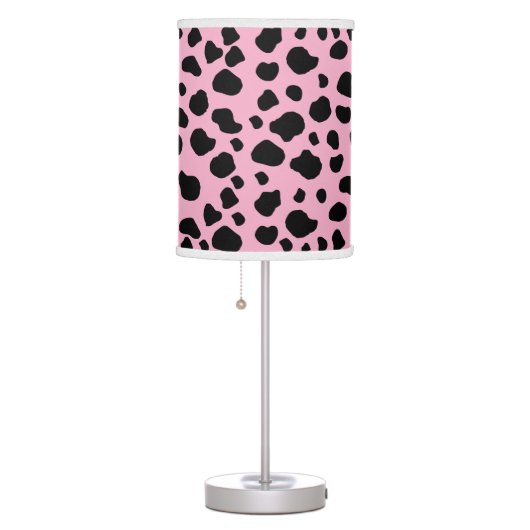 Cow Print, Cow Pattern, Cow Spots, Pink Cow Table Lamp (Right)