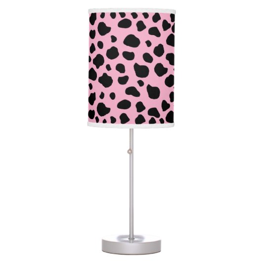 Cow Print, Cow Pattern, Cow Spots, Pink Cow Table Lamp (Front)