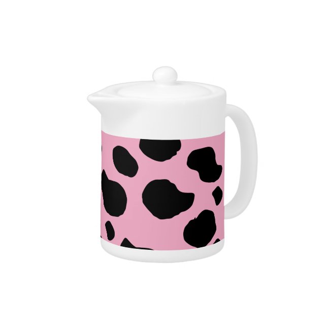 Cow Print, Cow Pattern, Cow Spots, Pink Cow Teapot (Right)
