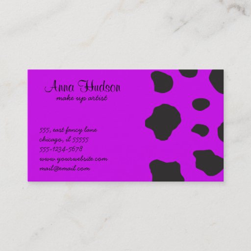 Customizable Animal Print Fur Skin Cow Purple Black Business Cards