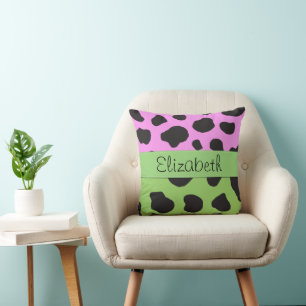 Cow Print, Cow Pattern, Cow Spots, Your Name Throw Pillow