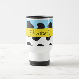 Cow Print, Cow Pattern, Cow Spots, Your Name Travel Mug