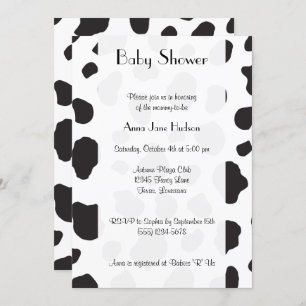 Cow Print, Cow Spots, Black And White, Baby Shower Invitation