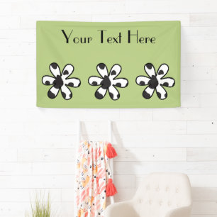 Cow Print, Cow Spots, Black And White, Flower Banner