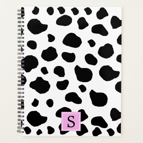 Cow Print Cow Spots Black And White Monogram Planner