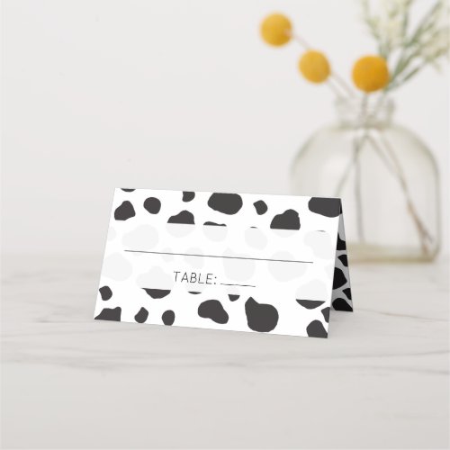 Cow Print Cow Spots Black And White Wedding Place Card