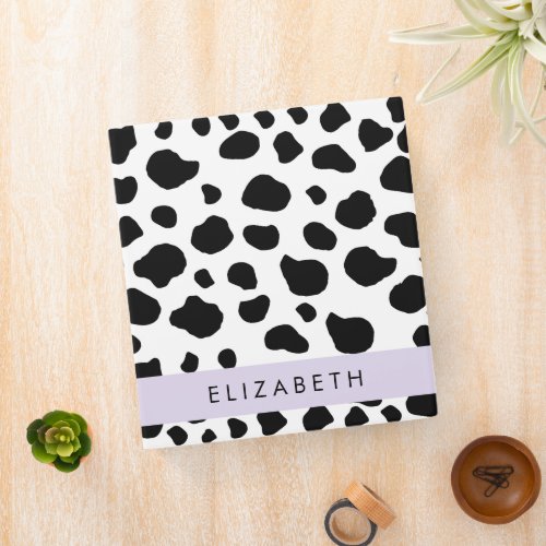 Cow Print Cow Spots Black And White Your Name 3 Ring Binder