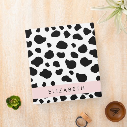 Cow Print Cow Spots Black And White Your Name 3 Ring Binder