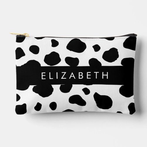 Cow Print Cow Spots Black And White Your Name Accessory Pouch