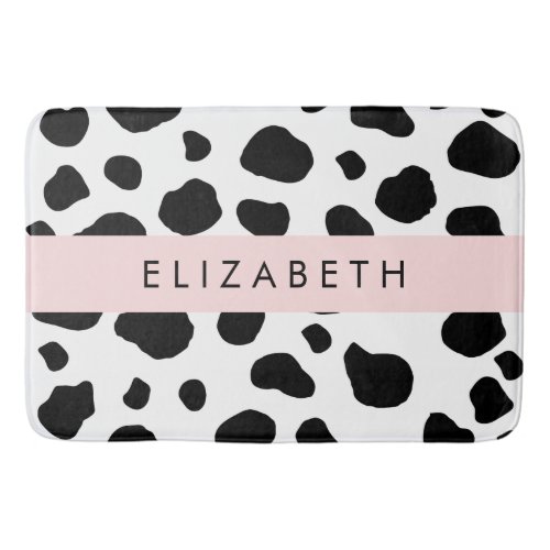 Cow Print Cow Spots Black And White Your Name Bath Mat