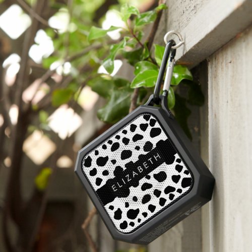 Cow Print Cow Spots Black And White Your Name Bluetooth Speaker