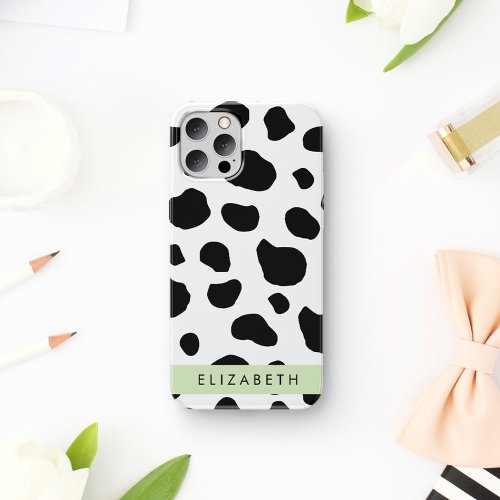 Cow Print Cow Spots Black And White Your Name iPhone 12 Pro Case